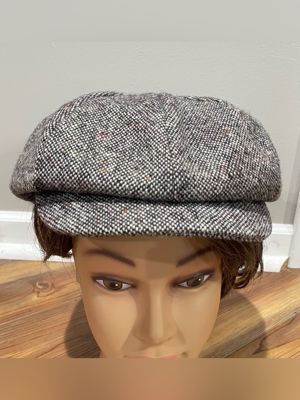 Hanna Hats Men's Donegal Irish Tweed Hat Cap Brown 100% Pure New Wool Size Large
